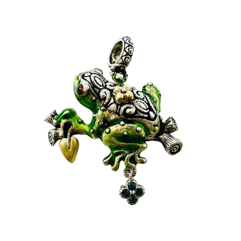 Barbara Bixby Sterling Silver and 18K Gold Frog Pendant with Enamel