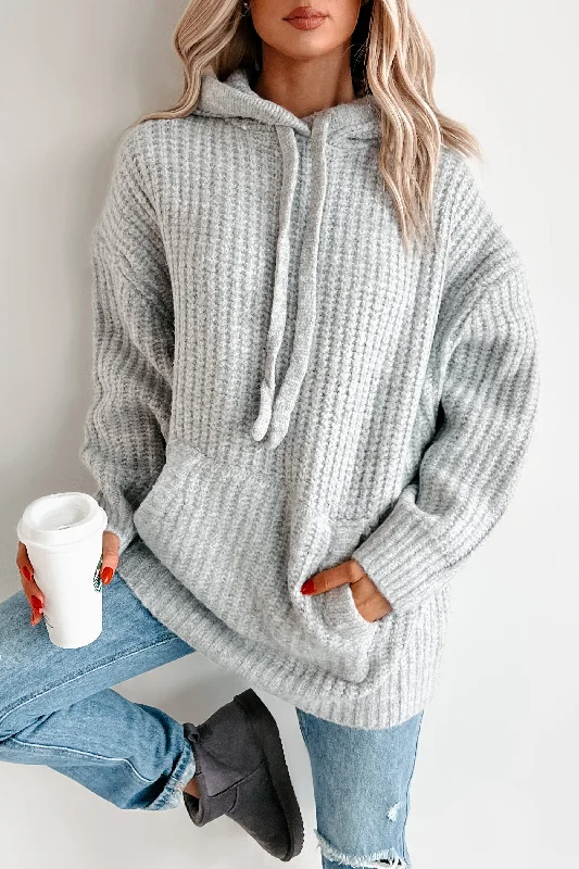 DOORBUSTER Frost Looms Oversized Sweater Knit Hoodie (Heather Grey)