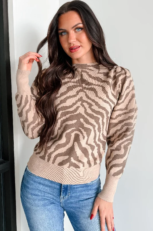 Gone To Far Animal Print Sweater (Beige/Olive)