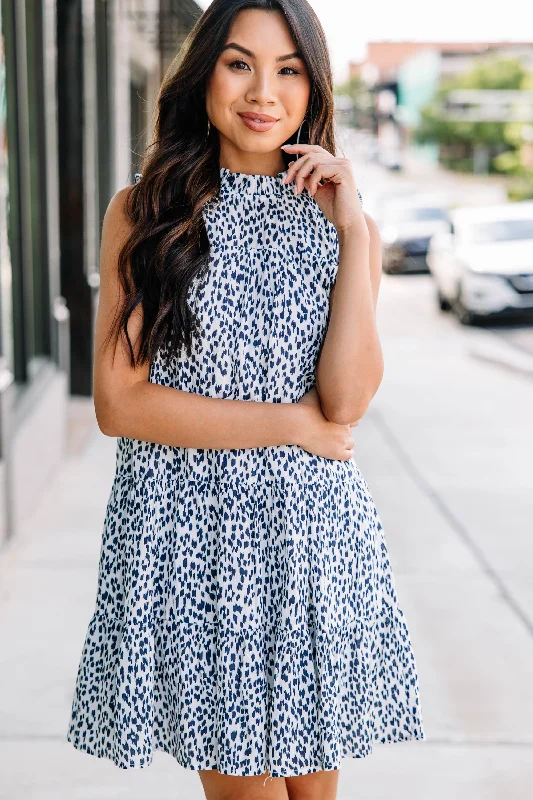 All That You Need Navy Blue Spotted Babydoll Dress