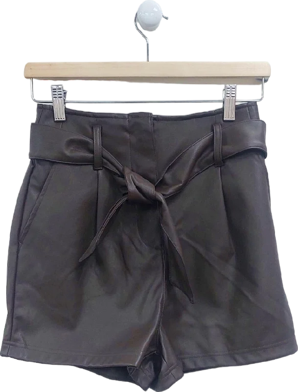 New Look Brown Tara Tie Waist Shorts UK 6