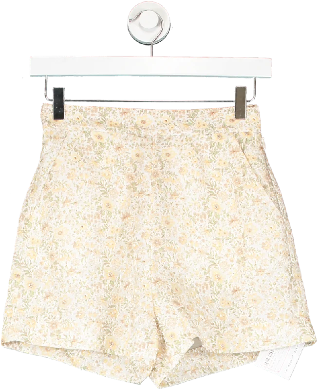 & Other Stories Cream / Green Floral Print Shorts UK 6