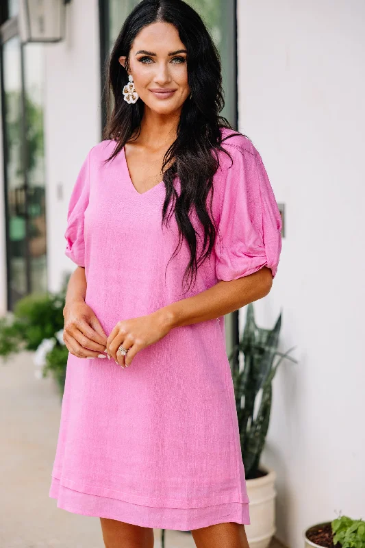 Sweet Moments Fuchsia Pink Shift Dress