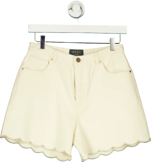 WYSE LONDON Ivory Ruby Scalloped Shorts UK 8