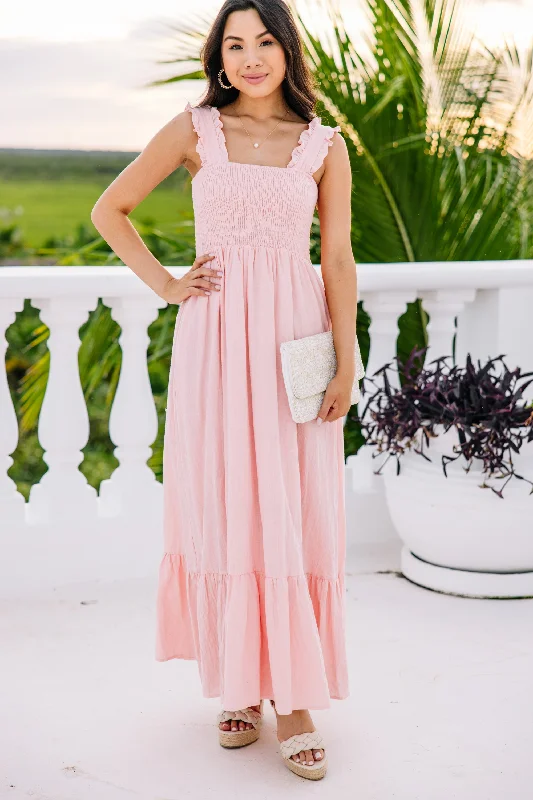 Easy Love Blush Pink Smocked Maxi Dress