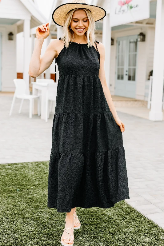 Living The Dream Black Tiered Maxi Dress