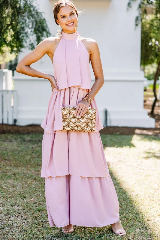 Refreshing Views Powder Pink Ruffled Maxi Dress