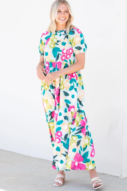 This Is It Mint Green Floral Maxi Dress