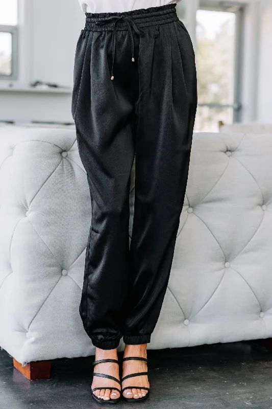 Provided Happiness Black Satin Joggers