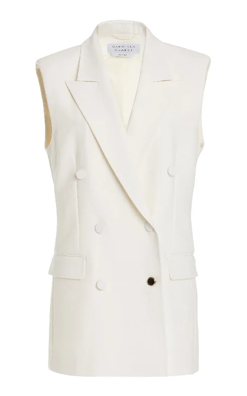 Mayte Vest in Ivory Silk Wool Cady