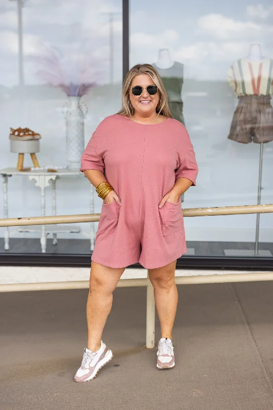 Feeling Free Dusty Rose Knit Romper